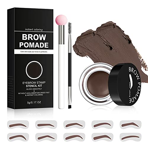 Augenbrauen-Stempel-Schablonen-Set, Ofanyia Professional Brow Pomade mit 10 Brauen-Schablonen, Schwamm-Applikator und Bürsten, langlebiges, wasserfestes, wischfestes Augenbrauen-Stempel-Set von Ofanyia