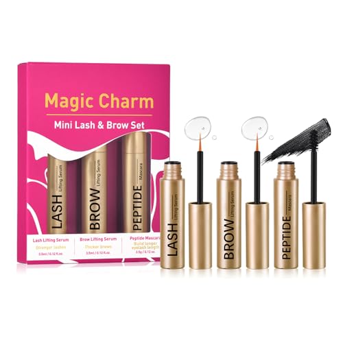 Mini Lash & Brow Lifting Serum Kit, 3 In 1 Lash Growth and Brow Lifting Serum and Peptide Mascara Kit for Thicker Longer Lashes, Boost Natural Growth, Perfect Eye Makeup for Women Girls von Ofanyia