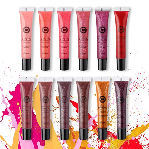 12 Farben Kristall lipgloss geschenke für frauen Flüssiger Lippenstift Lang anhaltende Feuchtigkeitsspendende Lippenglanz lipstick Schimmer Funkeln lip plumper lip tint geschenke für mama von Ofanyia