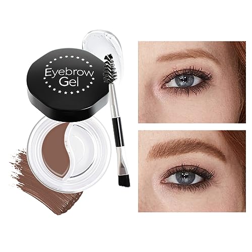 Ofanyia 2 In 1 Eyebrow Gel Brow Pomade Set, Waterproof Tinted Brow Gel & Clear Eyebrow Setting Gel with Brushes, Longlasting Smudge Proof Eyebrow Eyeliner Cream Gel, Eyebrow Gel Filling & Shaping Brow for Eye Makeup (05# Caramel + Clear) von Ofanyia