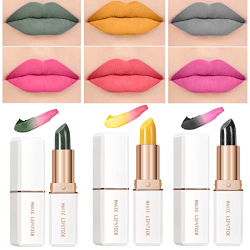 Ofanyia 3er-Pack Farbwechsel-Lippenstift, Magic Temperature Color Change Lip Stain Gloss, Langanhaltender, wasserfester Antihaft-Cup, nahrhafter Lippenbalsam, Lippen-Feuchtigkeitscreme (Set A) von Ofanyia