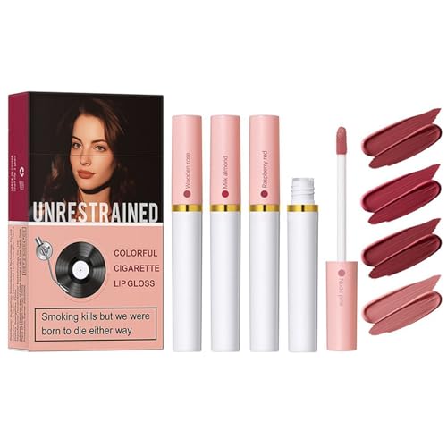 Ofanyia 4 Farben Zigarette Lippenstift Set, Samt Matte Flüssigkeit Lippenstift, Rauch Rohr Zigarette Lippenstift, wasserdicht lang anhaltende Antihaft-Tasse Lip Gloss Lip Tint Geschenk-Set (SET A) von Ofanyia