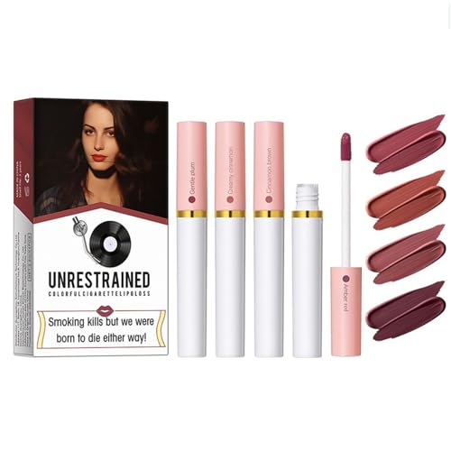 Ofanyia 4 Farben Zigarette Lippenstift Set, Samt Matte Flüssigkeit Lippenstift, Rauch Rohr Zigarette Lippenstift, wasserdicht lang anhaltende Antihaft-Tasse Lip Gloss Lip Tint Geschenk-Set (SET B) von Ofanyia