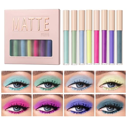 Ofanyia 8 Colors Matte Liquid Eyeshadow Set, Neutral Naked Creamy Eyeshadow, High-pigmented Long-lasting Quick Drying Smooth Eye Shadow for Eye Makeup (Set C) von Ofanyia