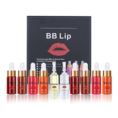 Ofanyia BB Lips Serum Kit, Semi Permanent Make-up Behandlung, Lip Gloss Lip Serum für Lip Pigment, 4 Farben flüssige Lip Pigmente, Exfoliating Gel und Booster enthalten von Ofanyia