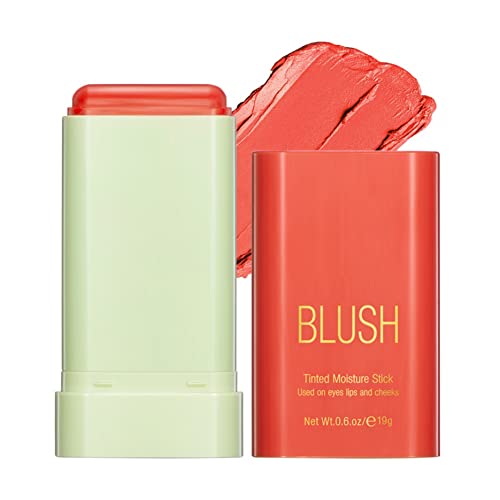 Ofanyia Cream Blush Stick, Unique Roating Design Multi-Use Blush Stick for Lip and Cheek Tint, Lightweight Easy to Blend Natural Cream Blusher, Velvet Matte Texture Blush Face Stick 03# Coral Orange von Ofanyia