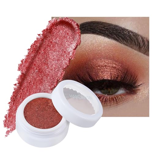 Ofanyia Creme Eyeshadow, Mashed Potato Pearlescent Monochrome Eyeshadow, High Pigmented Shimmer Cream Eyeshadow, Long-lasting Polarized Light Not Smudged Eye Shadow (06# Red Brown) von Ofanyia