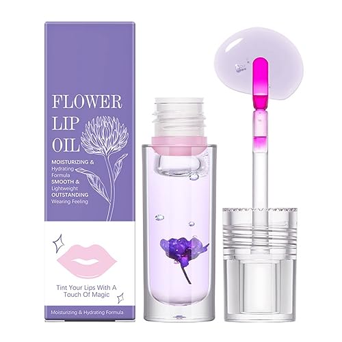 Ofanyia Flower Lip Oil, Temperature Color Changing Hydrating Lip Stain Lip Balm, Moisturizing Lip Oil Gloss Tinted for Lip Care & Dry Lips (02# Purple) von Ofanyia