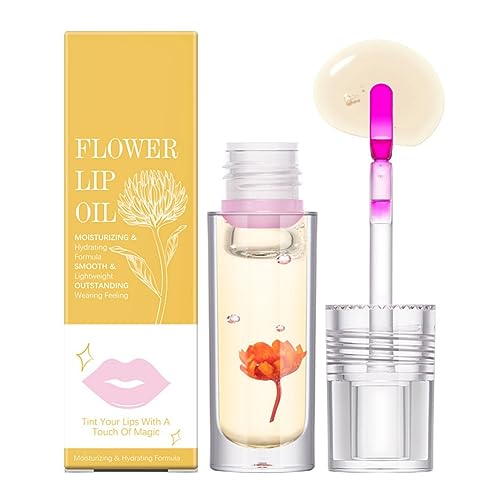 Ofanyia Flower Lip Oil, Temperature Color Changing Hydrating Lip Stain Lip Balm, Moisturizing Lip Oil Gloss Tinted for Lip Care & Dry Lips (03# Yellow) von Ofanyia