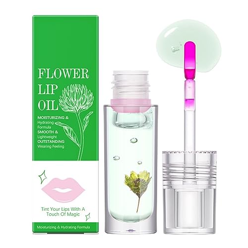 Ofanyia Flower Lip Oil, Temperature Color Changing Hydrating Lip Stain Lip Balm, Moisturizing Lip Oil Gloss Tinted for Lip Care & Dry Lips (05# Green) von Ofanyia