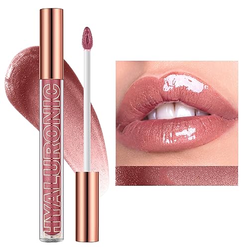 Ofanyia Hyaluronic Acid Lip Gloss, Shimmer Plumping Liquid Lipstick, Moisturizing Long-lasting Smooth Texture Lifter Lip Gloss with Heart Brush (02#) von Ofanyia