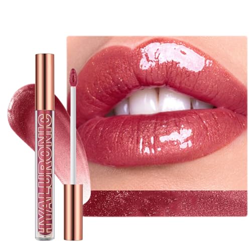 Ofanyia Hyaluronic Acid Lip Gloss, Shimmer Plumping Liquid Lipstick, Moisturizing Long-lasting Smooth Texture Lifter Lip Gloss with Heart Brush (04#) von Ofanyia