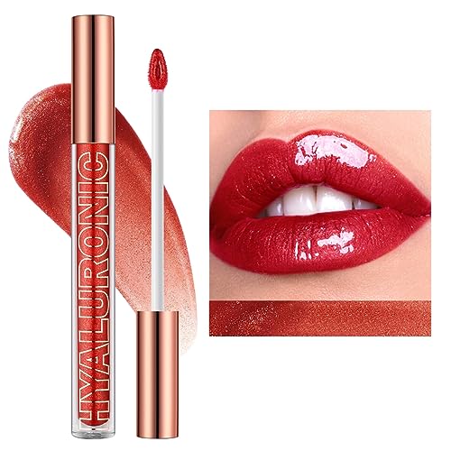 Ofanyia Hyaluronic Acid Lip Gloss, Shimmer Plumping Liquid Lipstick, Moisturizing Long-lasting Smooth Texture Lifter Lip Gloss with Heart Brush (06#) von Ofanyia