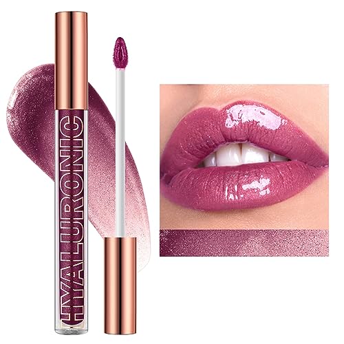 Ofanyia Hyaluronic Acid Lip Gloss, Shimmer Plumping Liquid Lipstick, Moisturizing Long-lasting Smooth Texture Lifter Lip Gloss with Heart Brush (07#) von Ofanyia