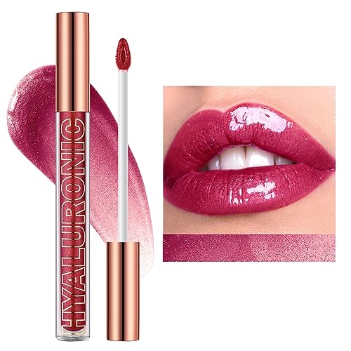 Ofanyia Hyaluronic Acid Lip Gloss, Shimmer Plumping Liquid Lipstick, Moisturizing Long-lasting Smooth Texture Lifter Lip Gloss with Heart Brush (08#) von Ofanyia