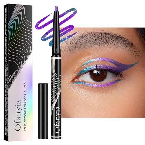 Ofanyia Multichrome Eyeliner Pencil, Metallic Glitter Eyeliner, Intense Color Shifting Gel Eyeliner Eye Makeup, Long-lasting Easy To Color Eyeliner Wasserfest von Ofanyia