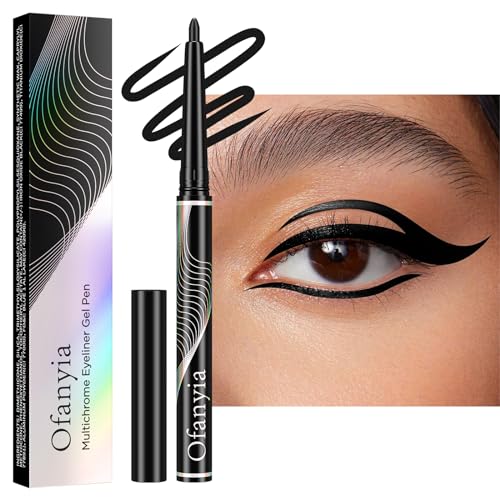 Ofanyia Kajalstift Schwarz, Matte Eyeliner-Stift, Eyeliner Wasserfest, Hochpigmentierter, Wischfester und Leicht zu Färbender Gel Eyeliner Stift von Ofanyia