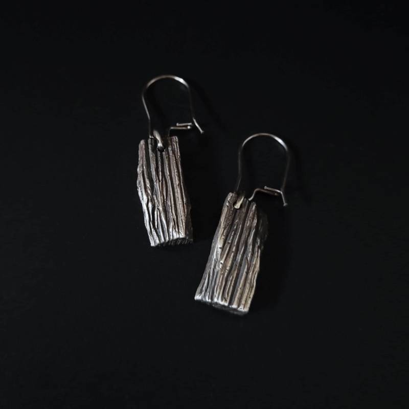 Holzspan Ohrringe in Silber, Handgefertigter Handgemachter Silberschmuck Für Damen von OfelinJewelry