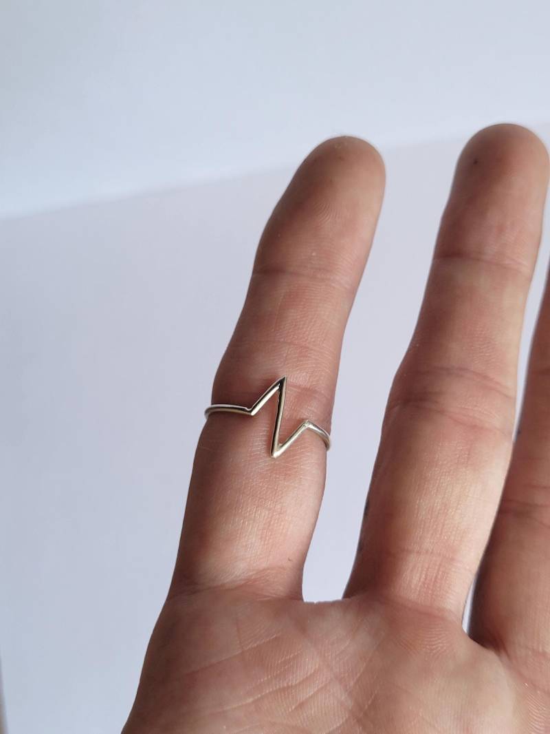 Zick-Zack Silber Ring Herzschlag Schmuck von OfelinJewelry