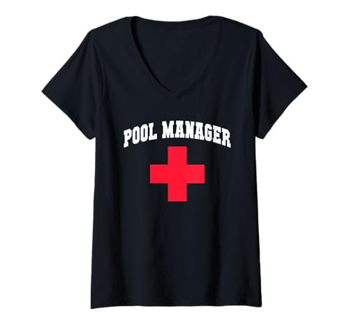 Damen Lustiger Poolmanager Strandkreuzfahrt Tauchen Strand Urlaub T-Shirt mit V-Ausschnitt von Off Duty RN NP Lifeguards Surfing Trip Swim Meme
