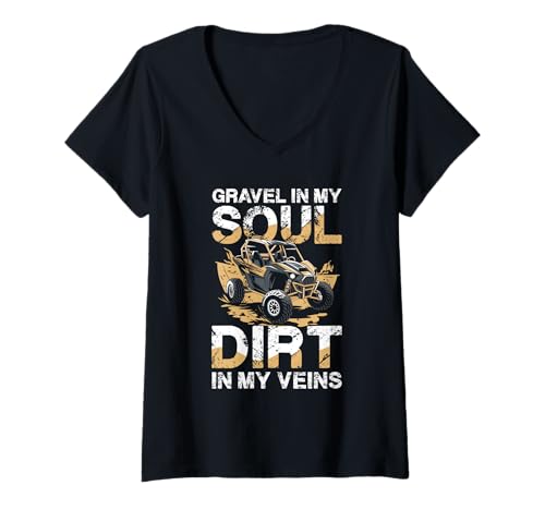 Damen Kies in meiner Seele Schmutz in Meinen Adern T-Shirt mit V-Ausschnitt Damen Kies in meiner Seele Schmutz in Meinen Adern T-Shirt mit V-Ausschnitt von Off-Road Adventure Enthusiast Lifestyle