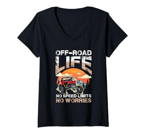 Damen Off-Road-Leben T-Shirt mit V-Ausschnitt von Off-Road Adventure Freedom