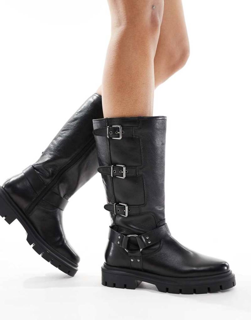 Off The Hook - „Mauley" - Knöchelhohe Stiefel aus Leder in Schwarz mit Absatz von Off The Hook