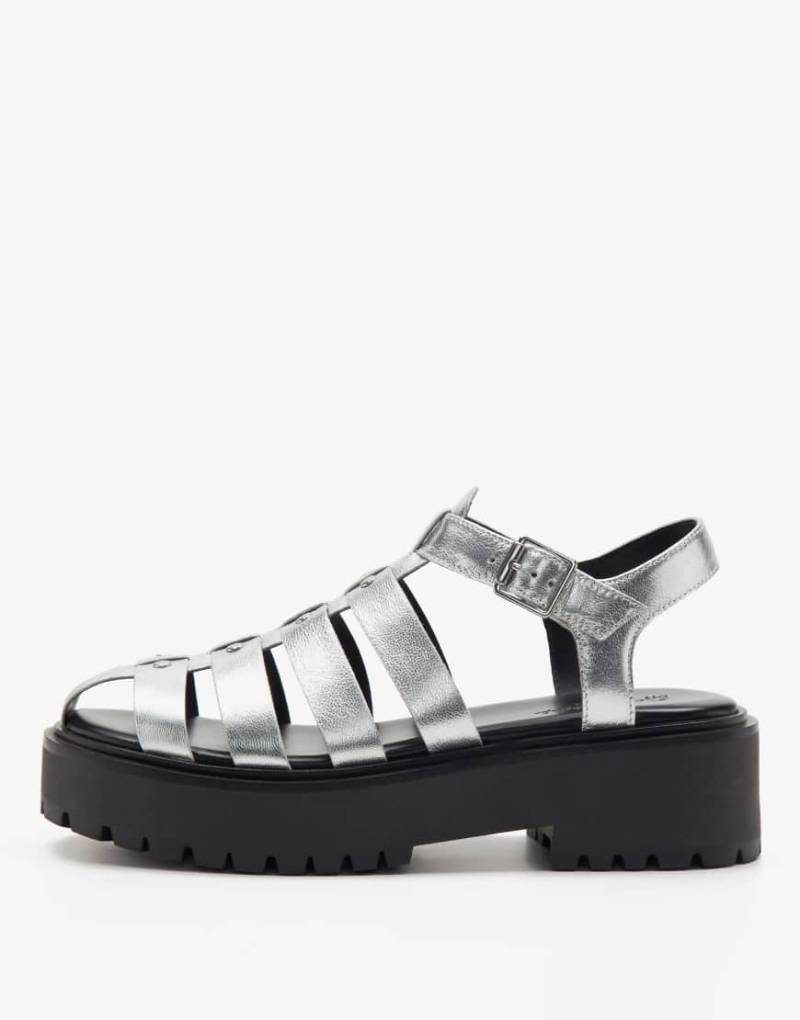 Off The Hook - Cally - Ledersandalen in Silber mit Western-Design und einem Riemen von Off The Hook