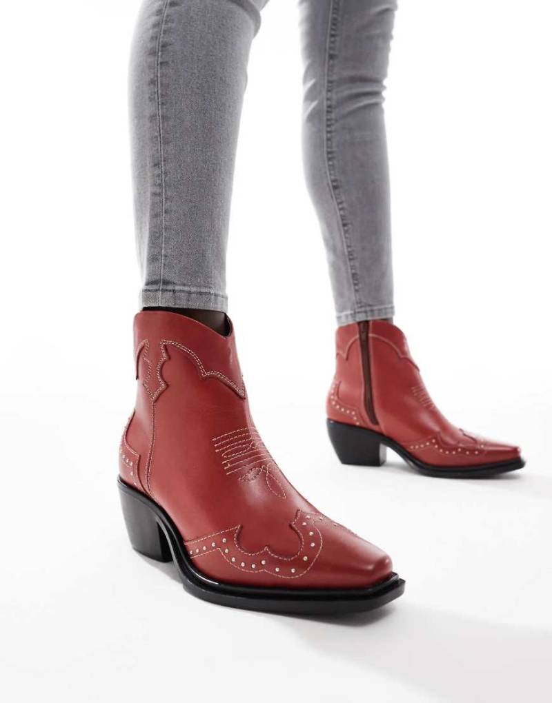 Off The Hook - Grange - Ankle-Boots aus Leder in Rot von Off The Hook