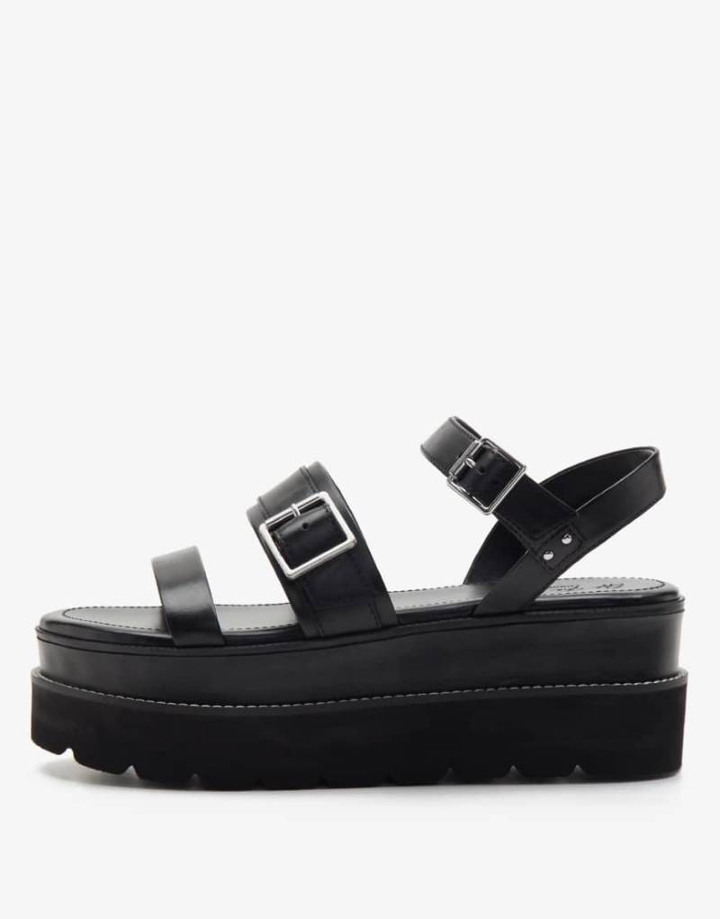 Off The Hook - Hatton - Ledersandalen in Schwarz mit Western-Design und zwei Riemen von Off The Hook