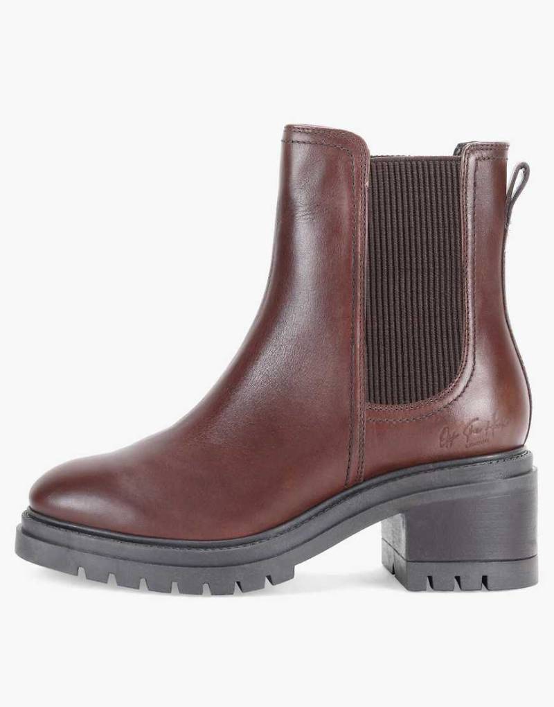 Off The Hook - Kington Becky - Hohe Chelsea-Ankle-Boots aus braunem Leder mit Blockabsatz Off The Hook - Kington Becky - Hohe Chelsea-Ankle-Boots aus braunem Leder mit Blockabsatz von Off The Hook