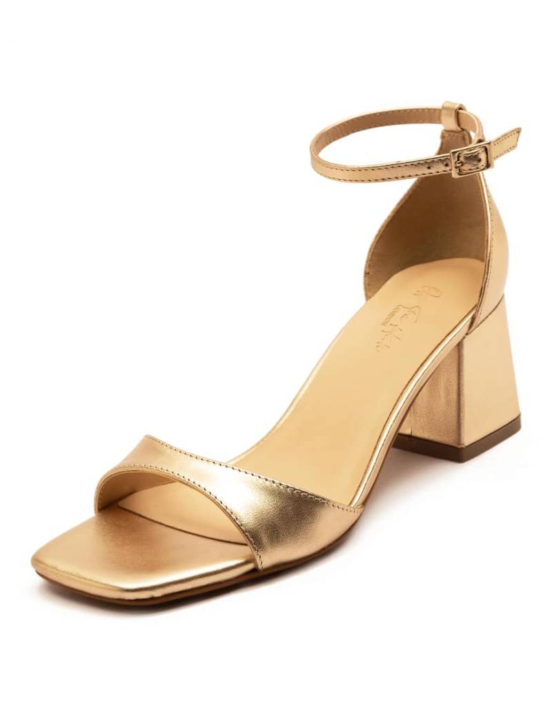 Off The Hook - Knightsbridge - Brautsandalen in Gold mit niedrigem Blockabsatz-Goldfarben von Off The Hook
