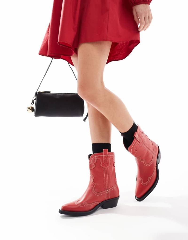 Off The Hook - Portobello Johnny - Knöchelhohe Cowboystiefel aus rotem Leder von Off The Hook