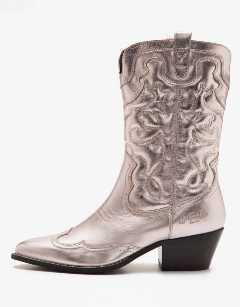 Off The Hook - Soho - Kniehohe Cowboystiefel aus Leder in Rosa von Off The Hook