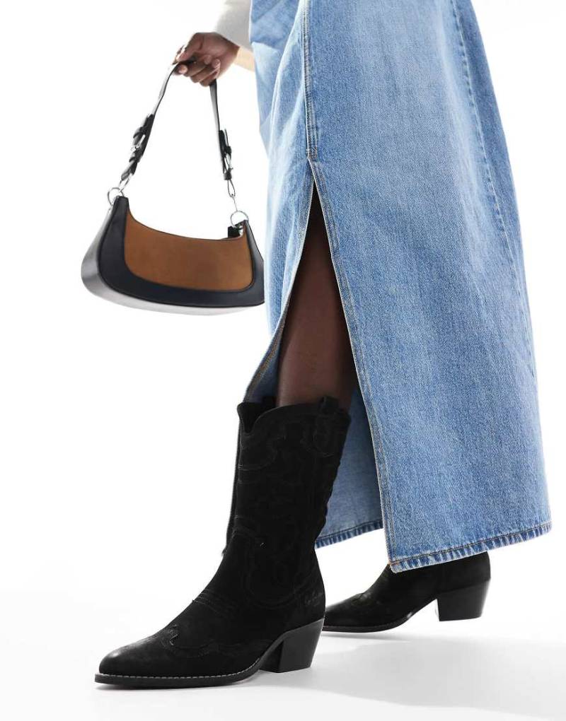 Off The Hook - Soho - Kniehohe Cowboystiefel aus Leder in Schwarz von Off The Hook