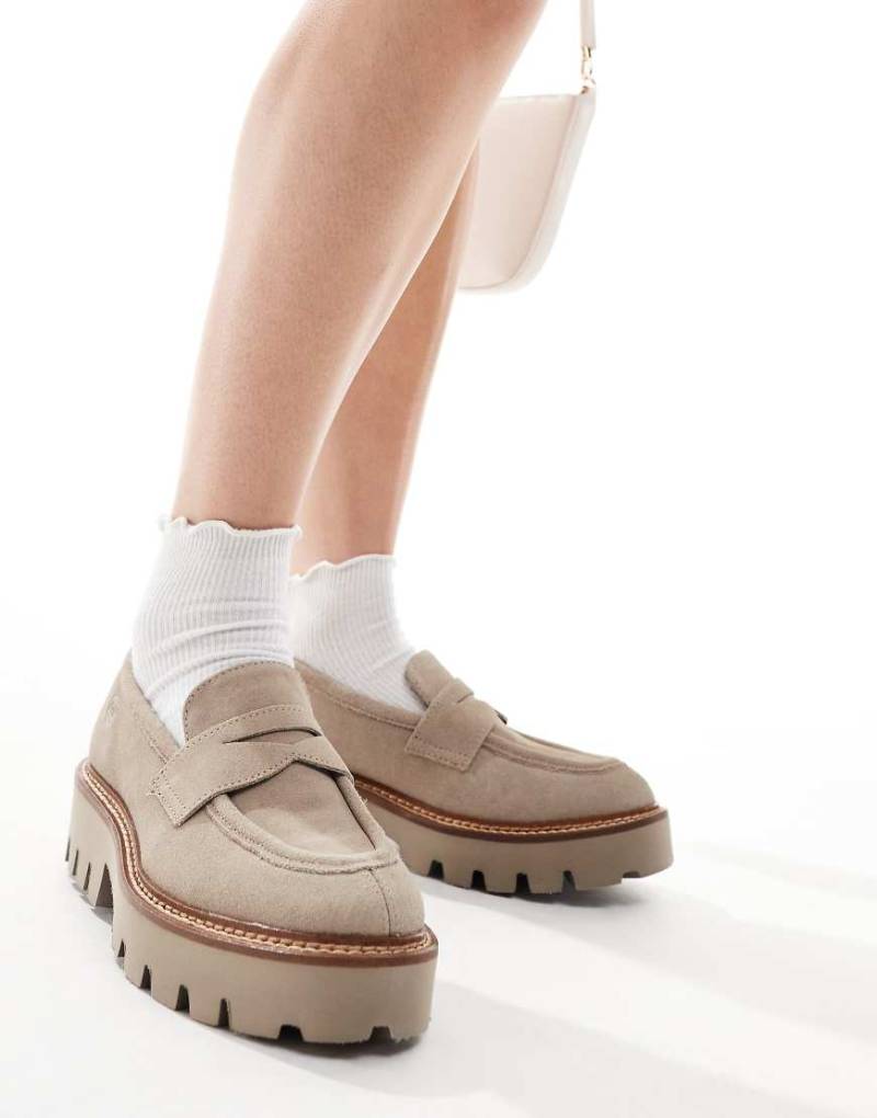 Off The Hook - Woodside - Lässige Leder-Loafer zum Reinschlüpfen in Taupe-Grau von Off The Hook