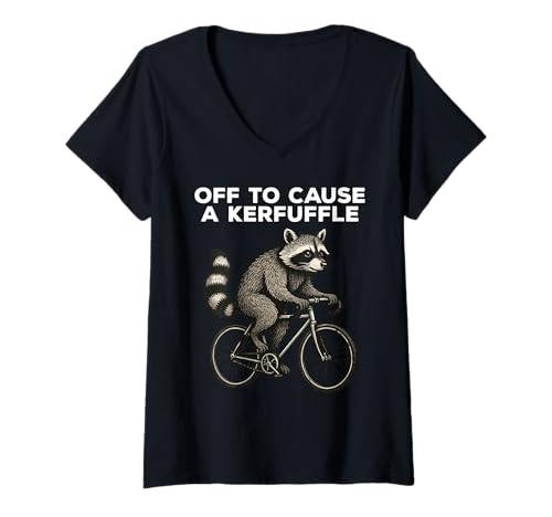 Damen Off to Cause A Kerfuffle Funny Raccoon T-Shirt mit V-Ausschnitt Damen Off to Cause A Kerfuffle Funny Raccoon T-Shirt mit V-Ausschnitt von Off To Cause A Kerfuffle Raccoon Jokes Apparel