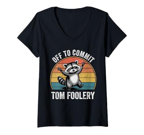 Damen Auf dem Weg, Tom Foolery zu begehen T-Shirt mit V-Ausschnitt Damen Auf dem Weg, Tom Foolery zu begehen T-Shirt mit V-Ausschnitt von Off To Commit Tom Foolery by LazyPanda