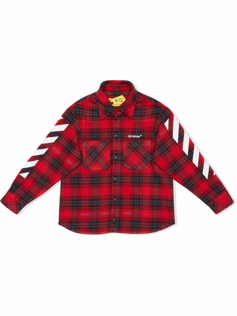 Off-White Kids Kariertes Hemd mit diagonalen Streifen - Rot von Off-White Kids