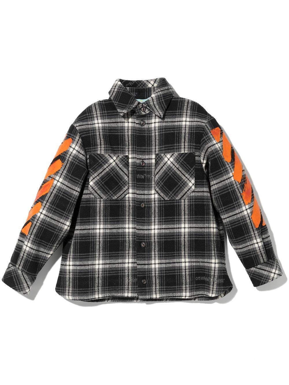 Off-White Kids Kariertes Flanellhemd mit Streifen - Schwarz von Off-White Kids