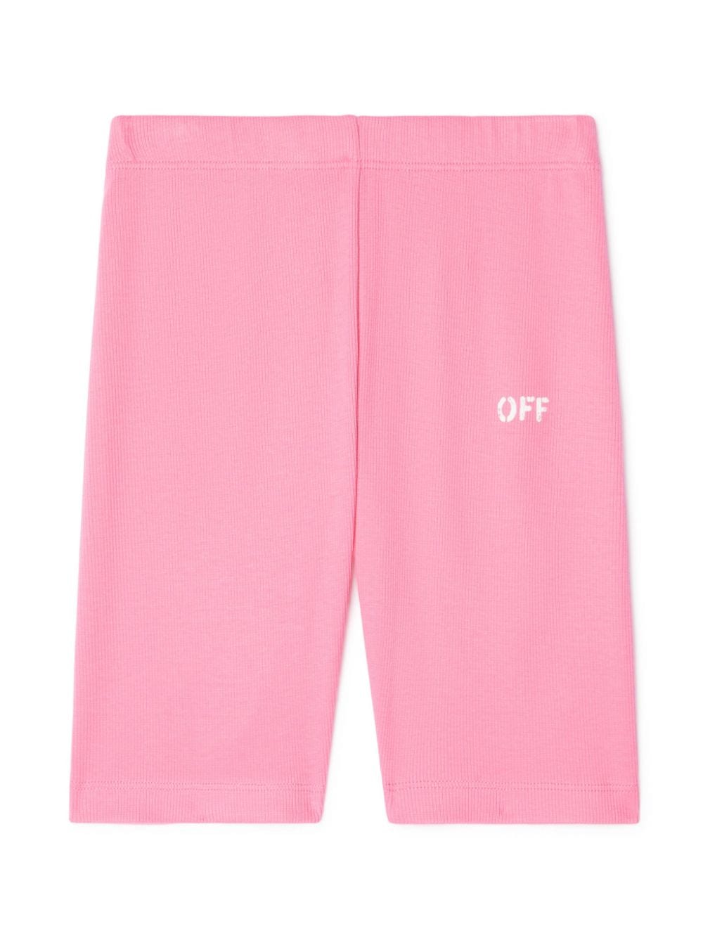 Off-White Kids Gerippte Shorts mit Off Stamp-Print - Rosa von Off-White Kids