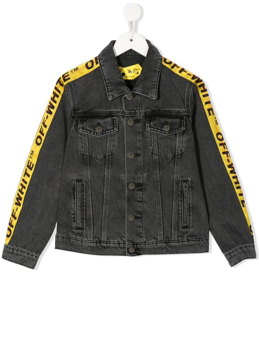 Off-White Kids Jeansjacke mit Logo-Streifen - Grau von Off-White Kids