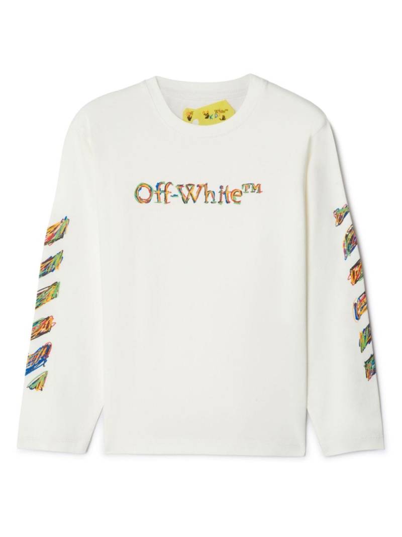 Off-White Kids Langarmshirt mit gezeichnetem Logo - Weiß von Off-White Kids