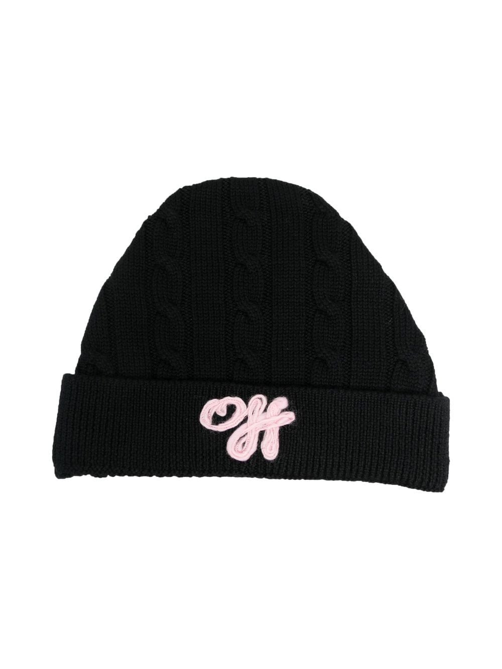 Off-White Kids Off Cable Beanie - Schwarz von Off-White Kids