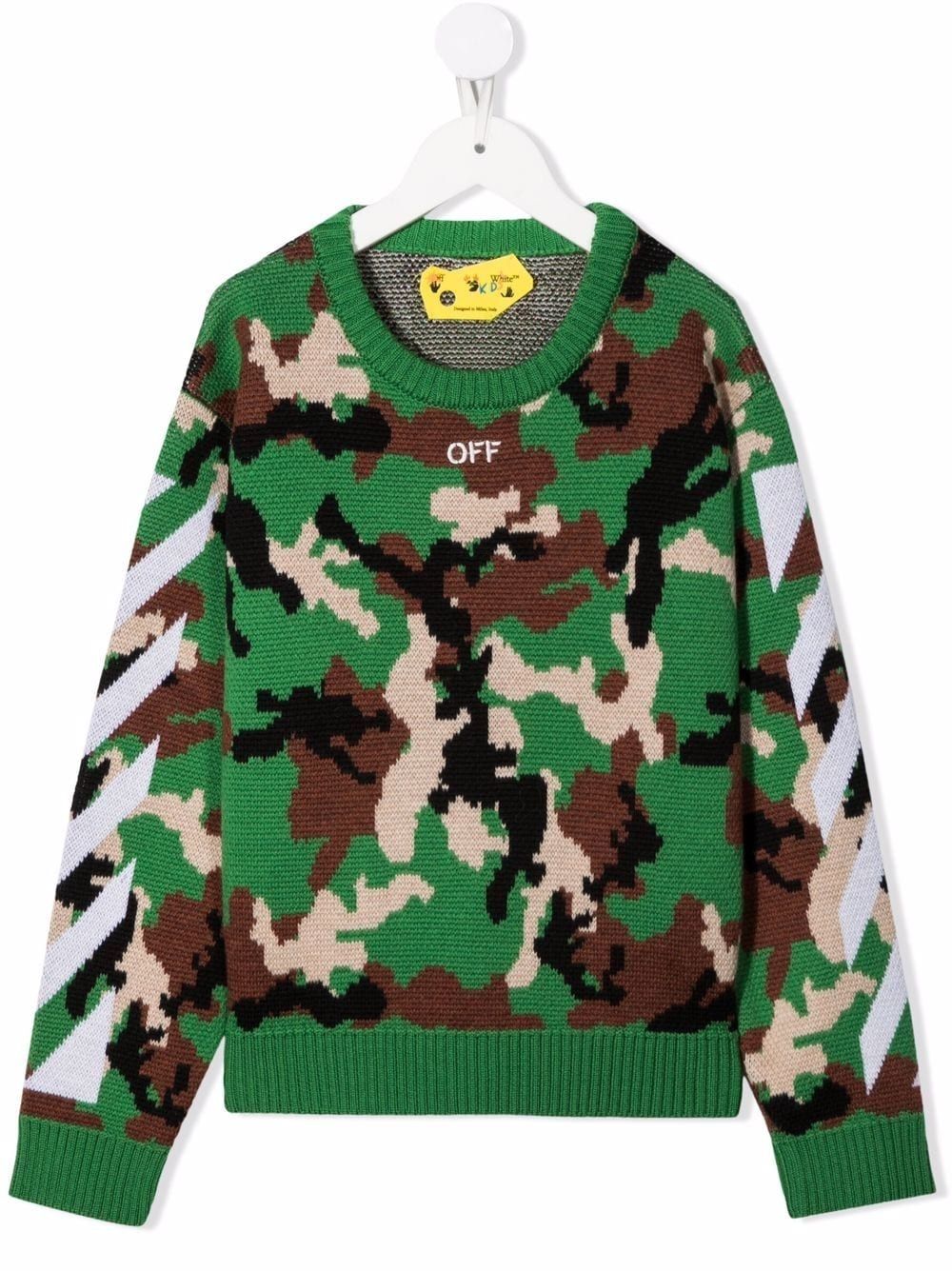 Off-White Kids Pullover mit Camouflagemuster - Grün von Off-White Kids