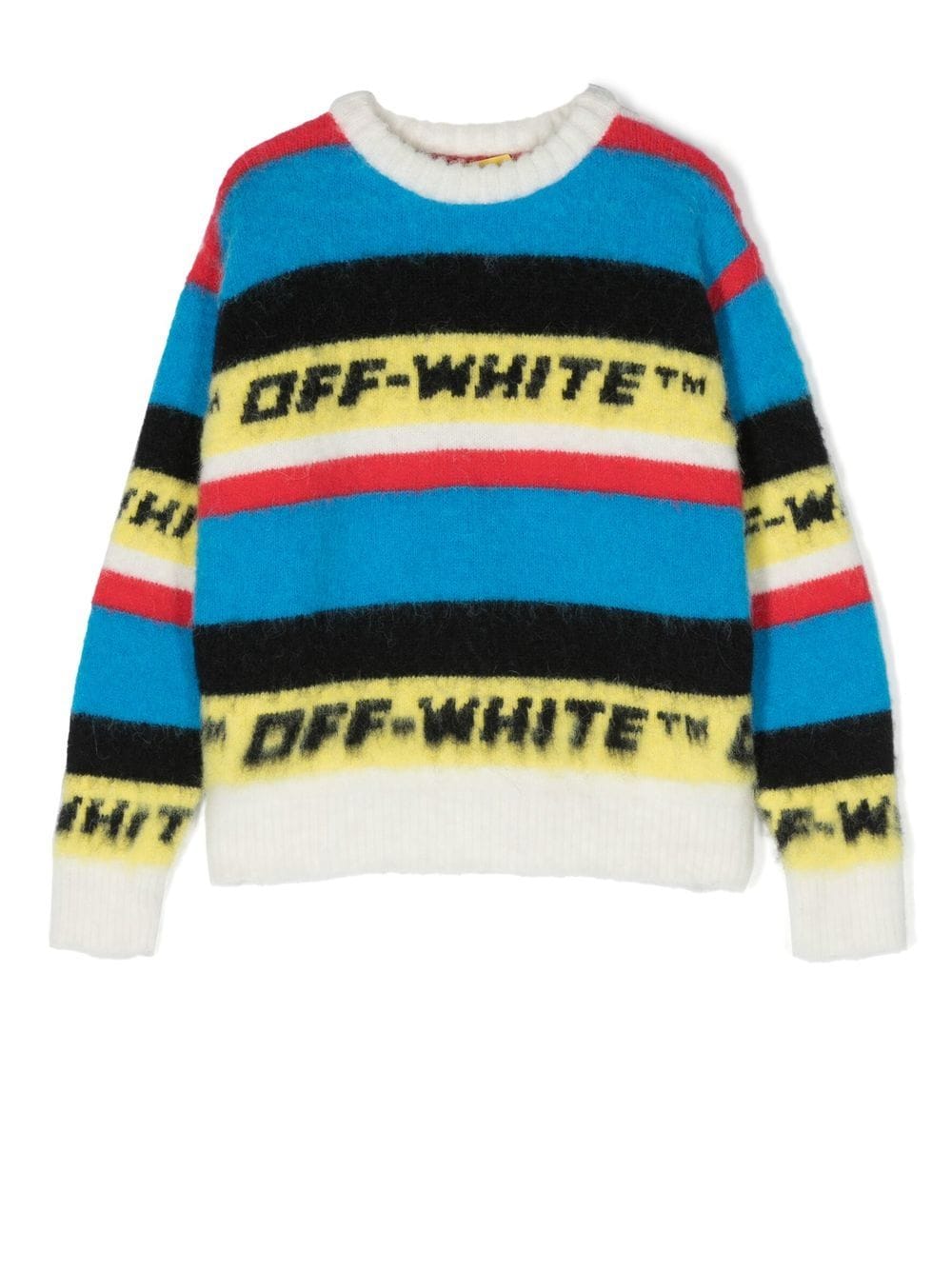 Off-White Kids Intarsien-Pullover mit rundem Ausschnitt - Blau von Off-White Kids