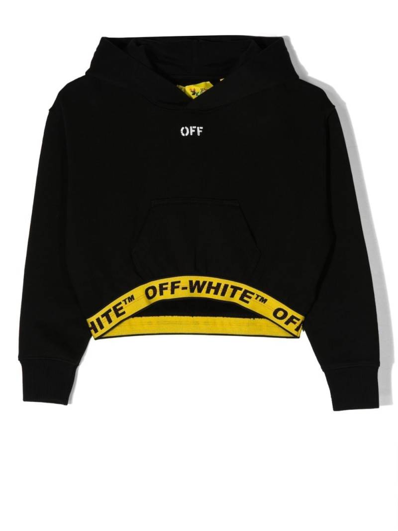 Off-White Kids Cropped-Hoodie mit Logo-Bund - Schwarz von Off-White Kids