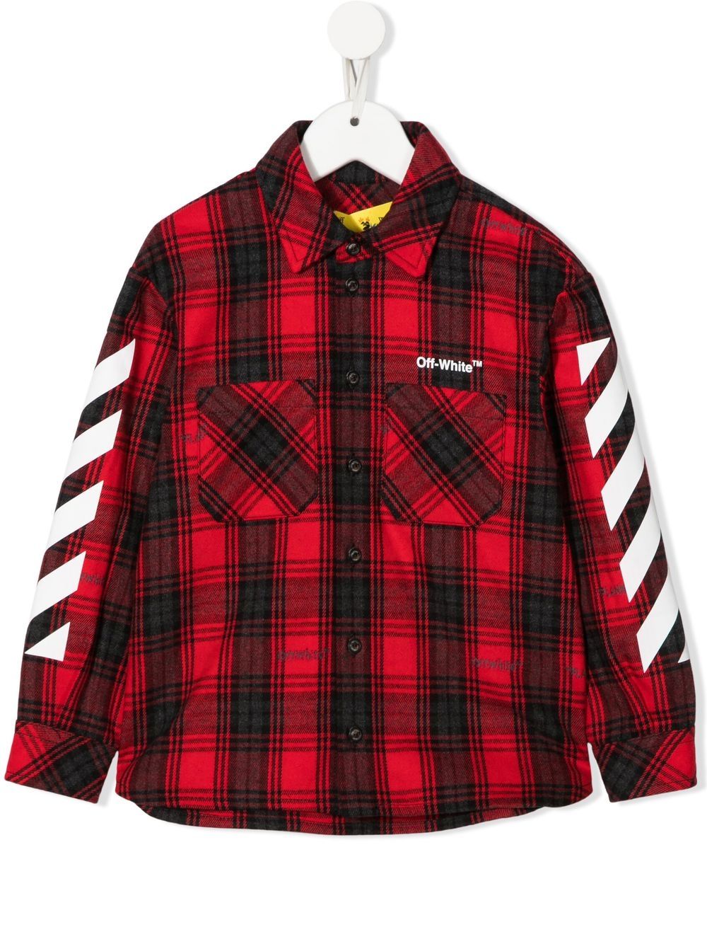 Off-White Kids Flanellhemd mit Logo-Print - Rot von Off-White Kids