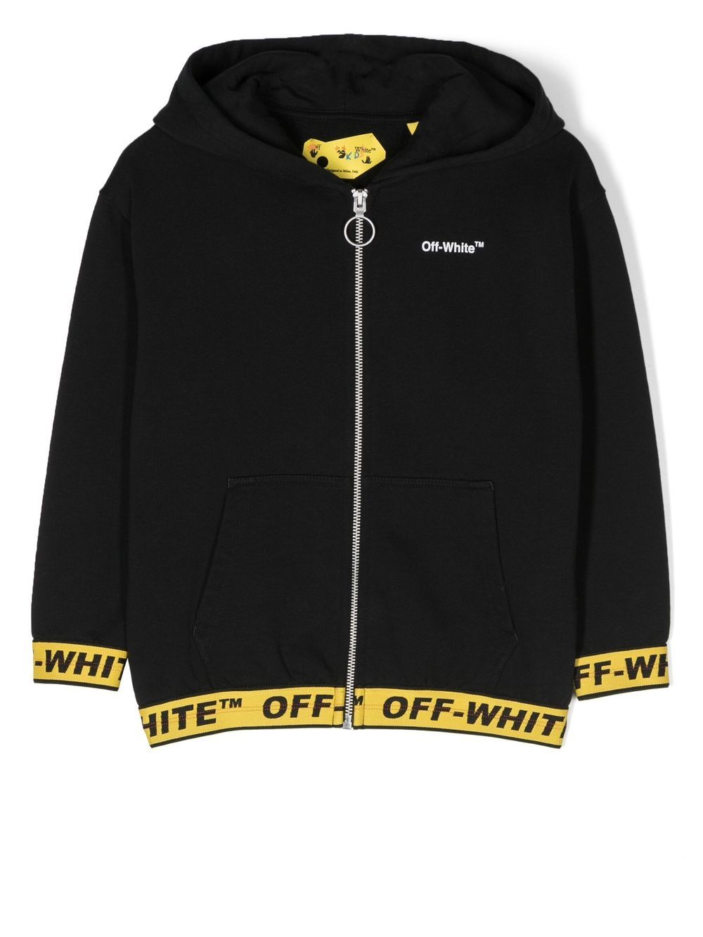 Off-White Kids Kapuzenjacke mit Logo-Streifen - Schwarz von Off-White Kids