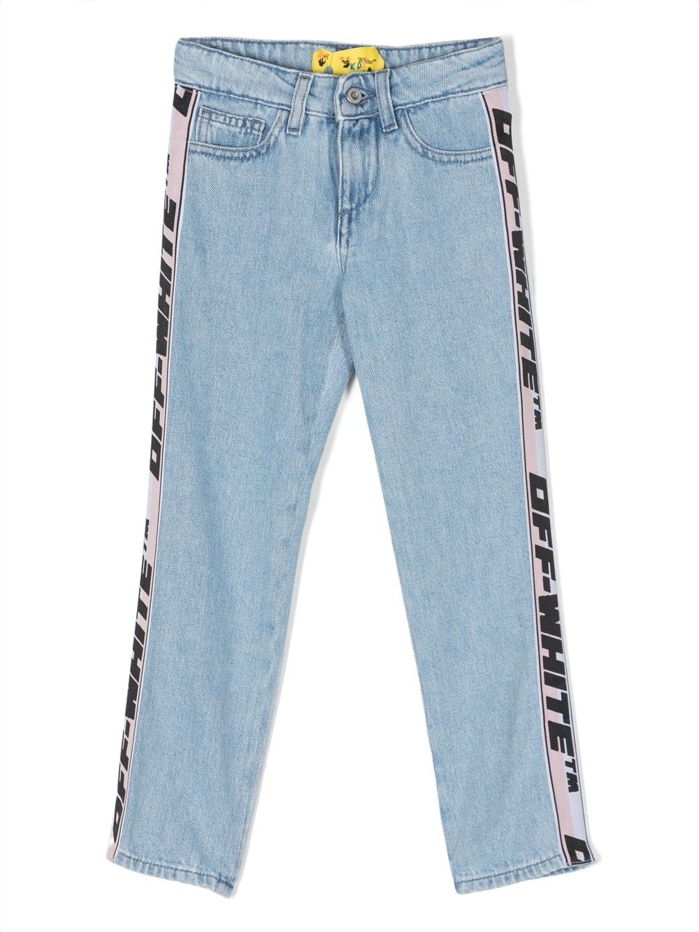 Off-White Kids Gerade Jeans mit Logo-Streifen - Blau von Off-White Kids